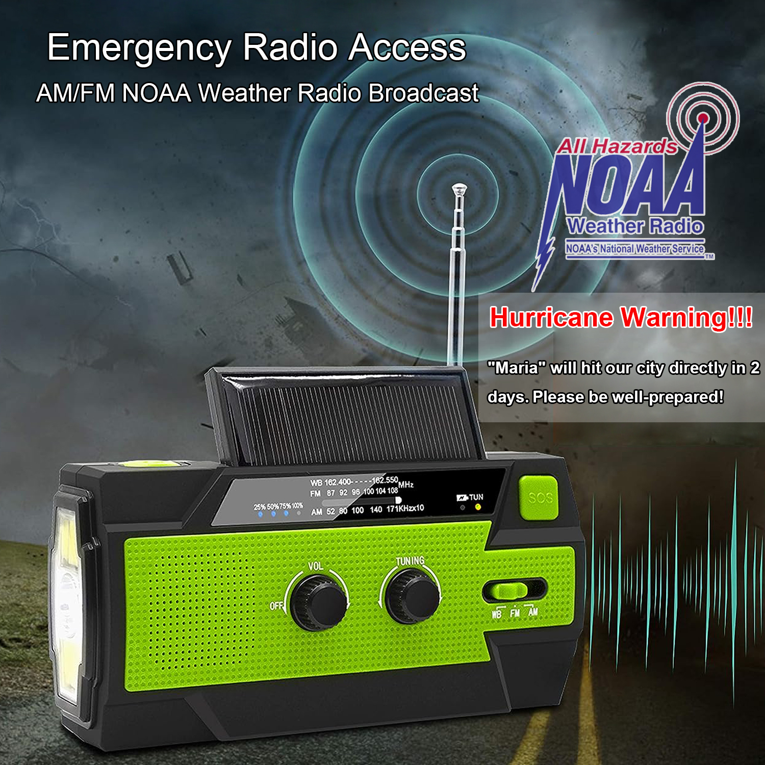 Emergency Radio Solar - Emergency NOAA Weather Radio,Portable Hand Crank