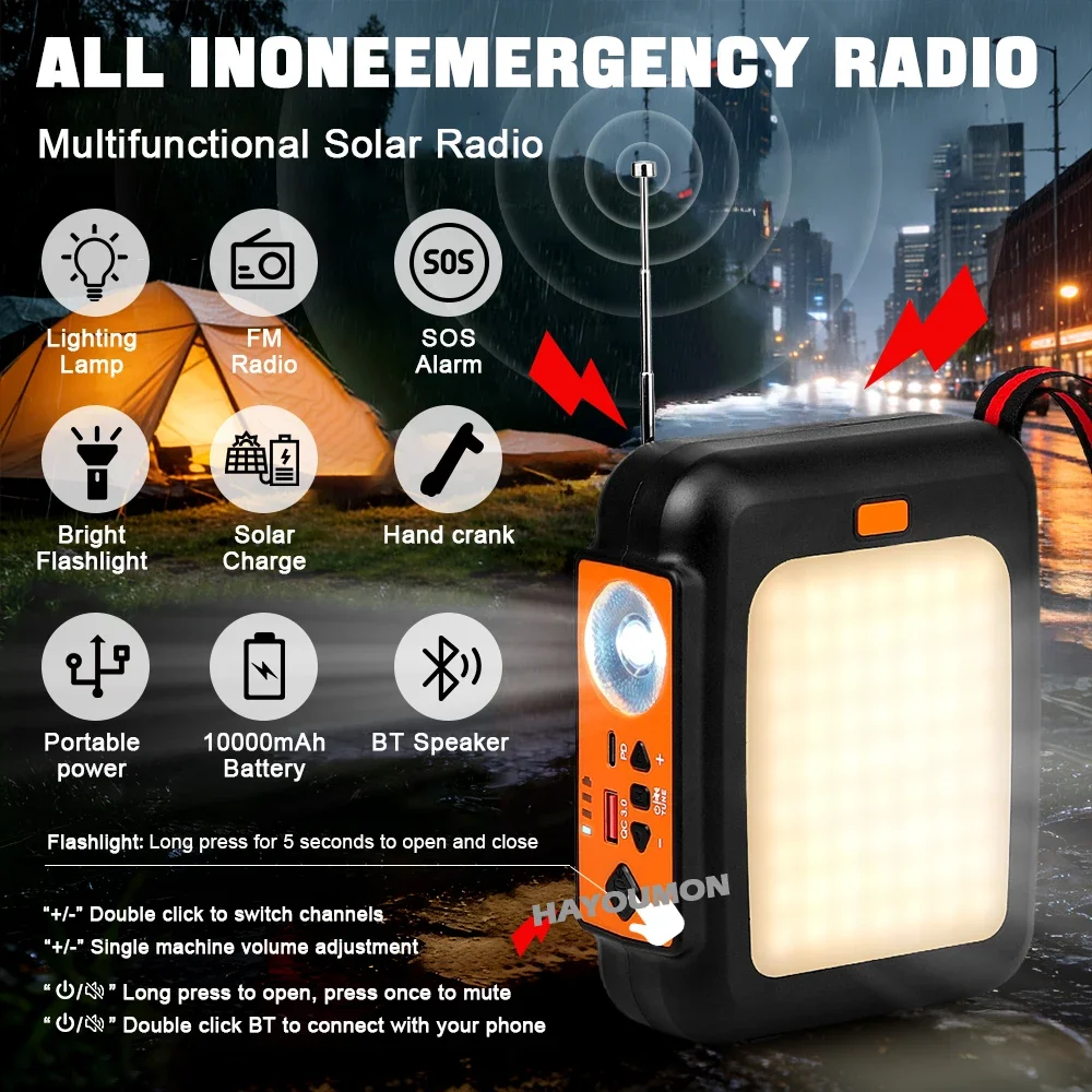 10000mAh Hand Crank Emergency  - Emergency Radio Solar recension och pris